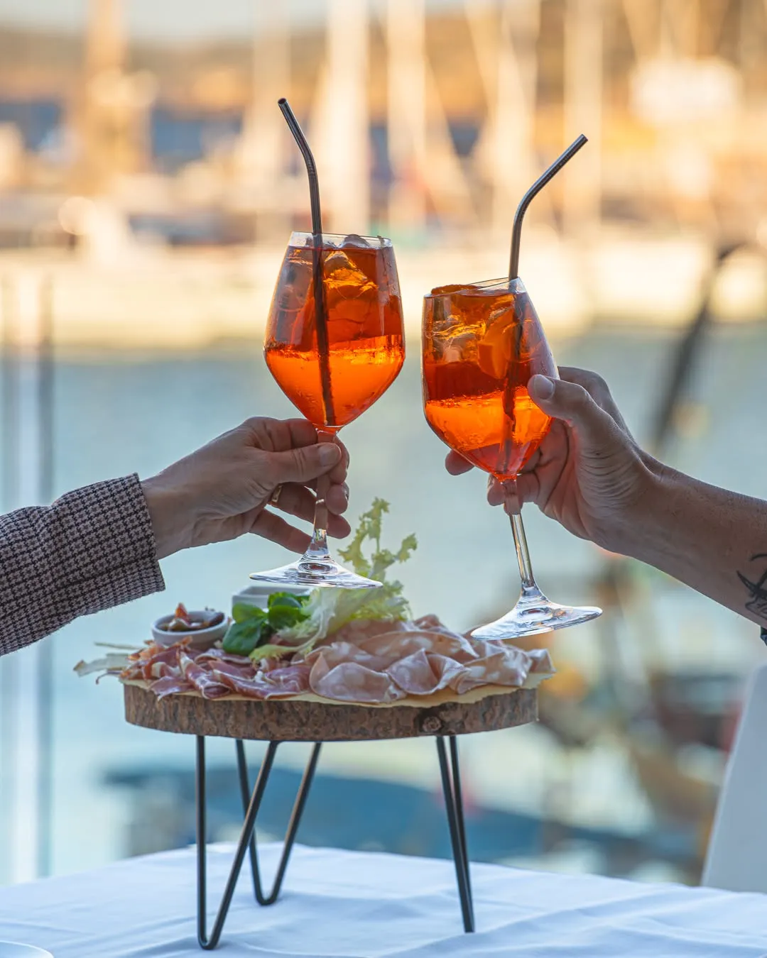 Event set up on the terrace of Perla Blu restaurant