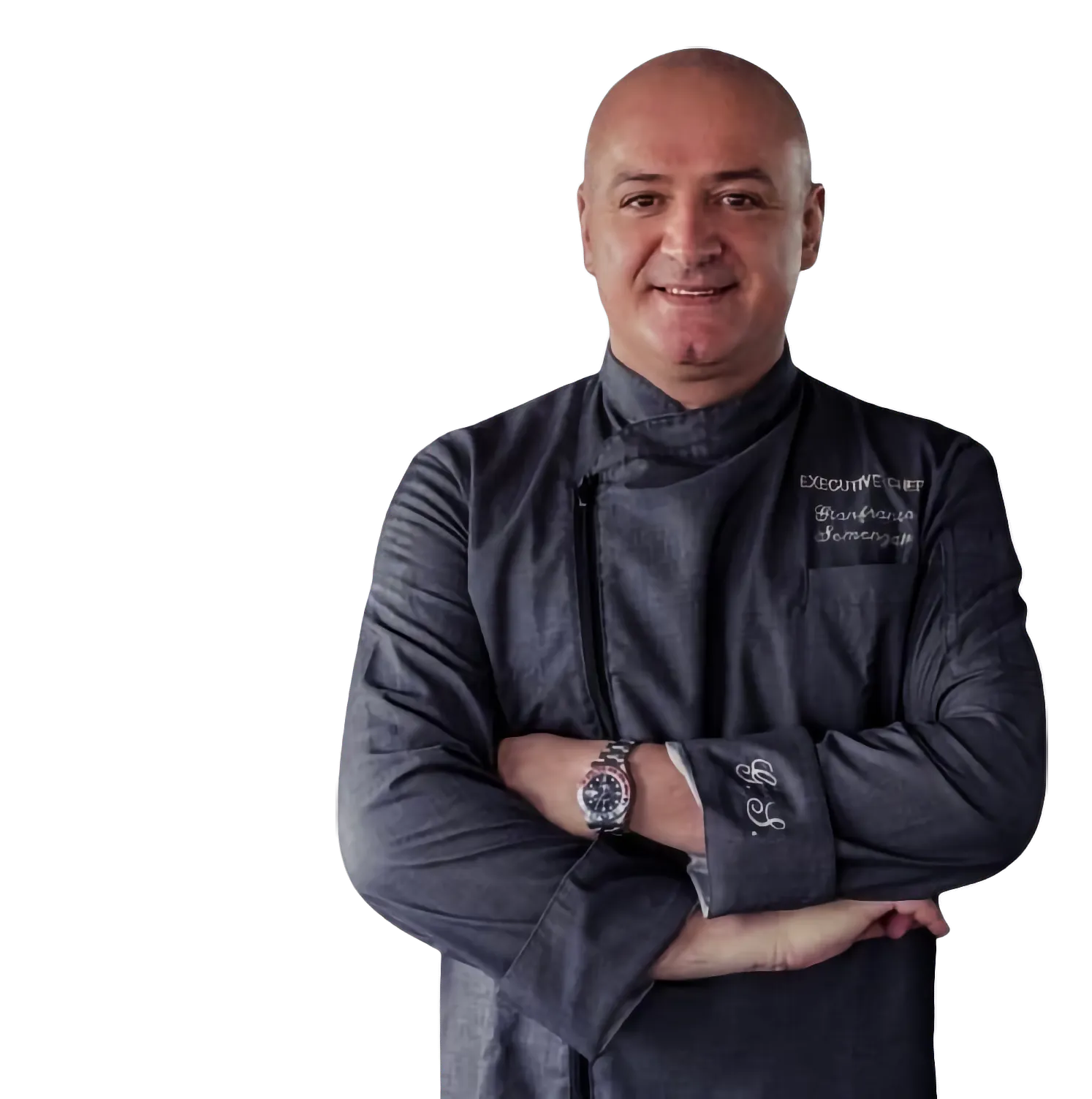 Chef Gianfranco Semenzato of Ristorante Perla Blu, arms crossed